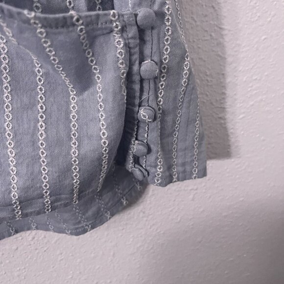 Madewell Striped Flutter-Sleeve Cross-Back Top Sweet Square-neck front Size M - Picture 8 of 9